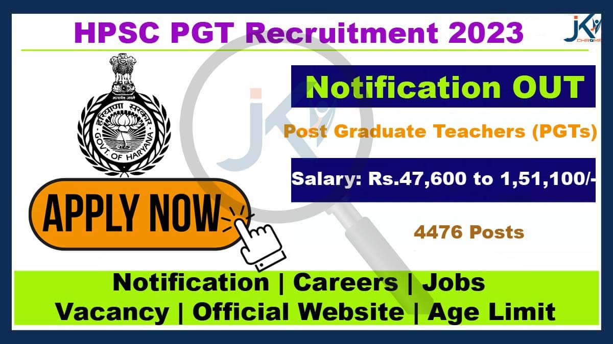 HPSC PGT Recruitment 2023 Notification and Online Form
