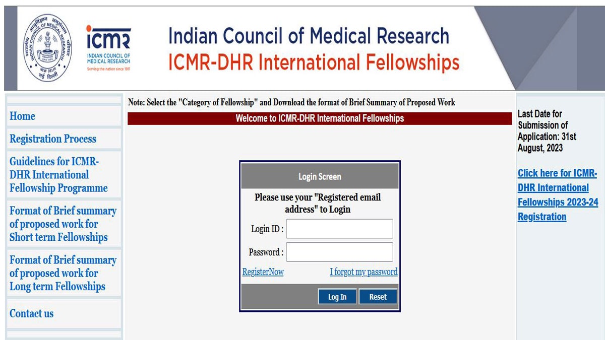 ICMR invites application for ICMR-DHR International Fellowships for year 23-24