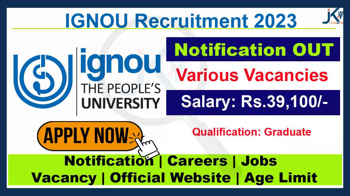 IGNOU Recruitment 2023, Technical Manager and Technical Assistant posts