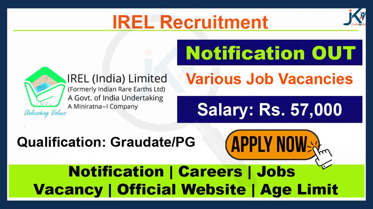 IREL Recruitment 2023, Apply Online
