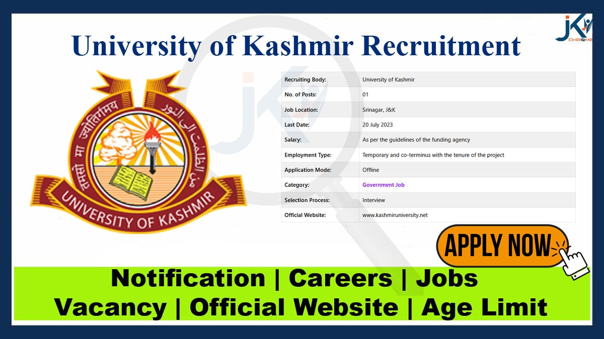 Kashmir University JRF Recruitment 2023 | Check Eligibility & Other details here