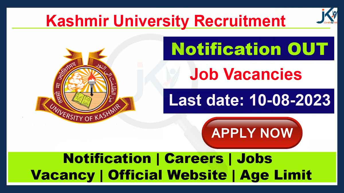 Kashmir University JRF Job Vacany 2023