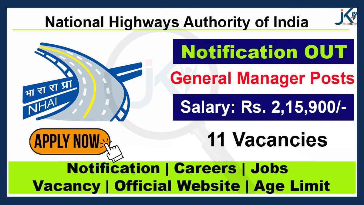 NHAI Recruitment 2023 for General Manager posts