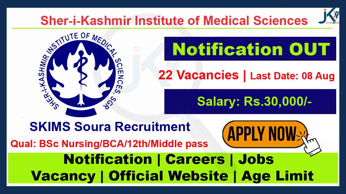 SKIMS Soura Recruittment 2023, Apply Online for Staff Nurse and Other Posts