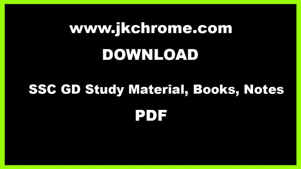 SSC GD Study Material PDF