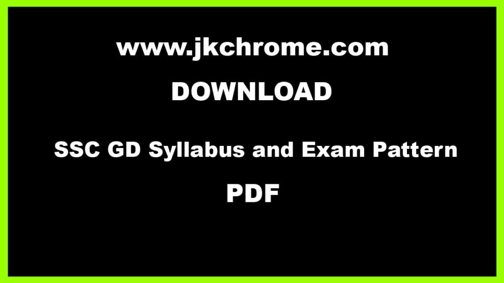 SSC GD Syllabus PDF