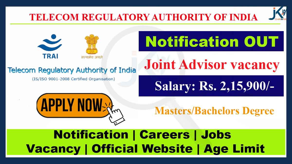 TRAI Recruitment 2023 for Joint Advisor Post
