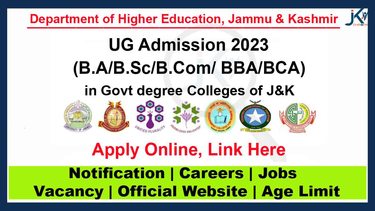 UG Admission 2023 in Govt Degree Colleges of Jammu and Kashmir