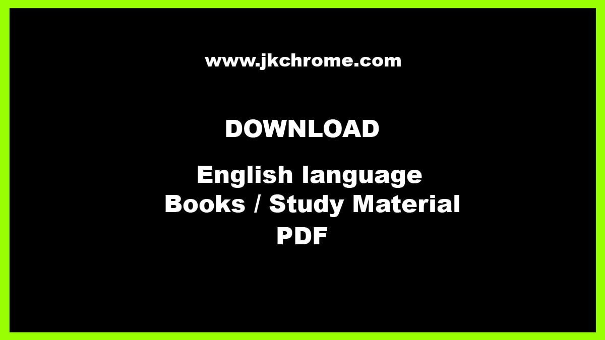 English Language Study Material PDF | Download Here