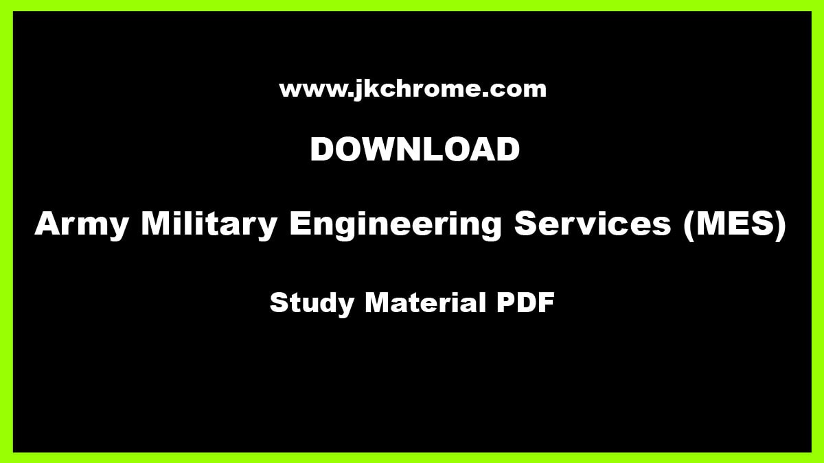 Army Military Engineering Services (MES) Study Material PDF | Download Here