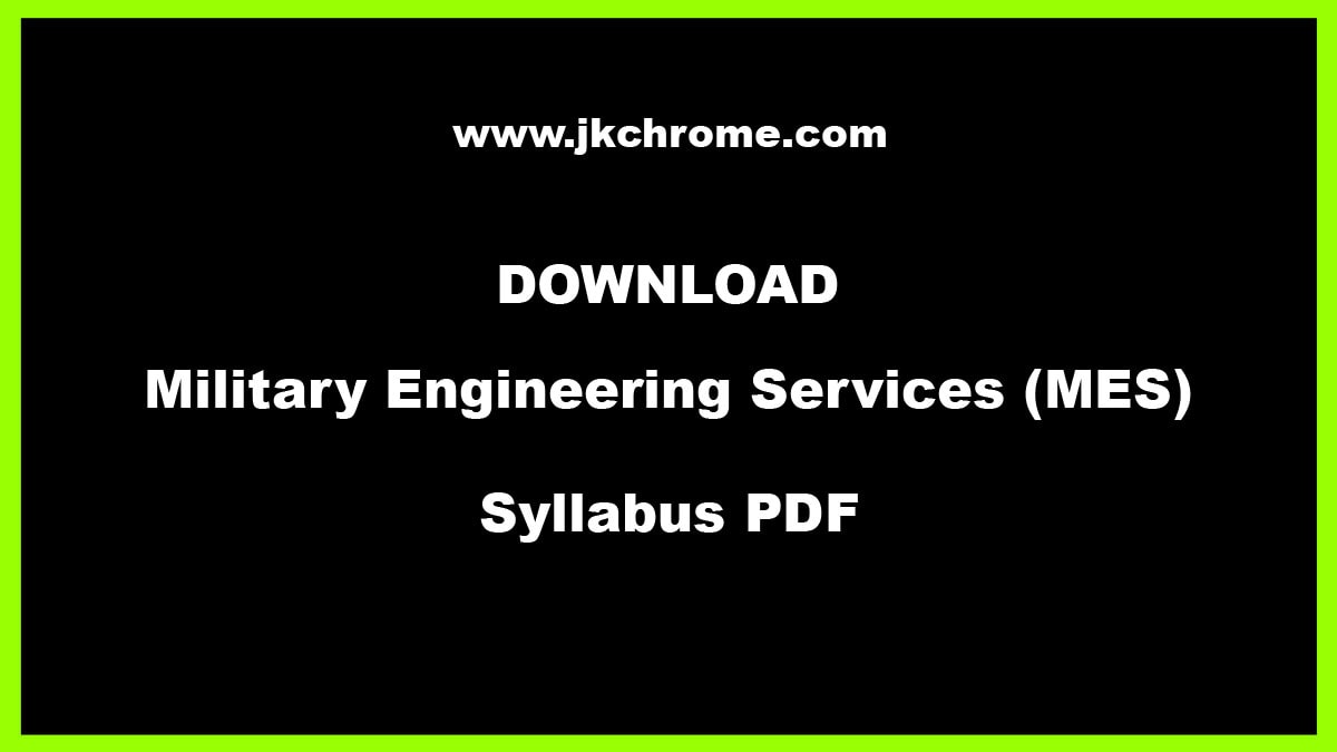 MES Syllabus and Exam Pattern Download PDF