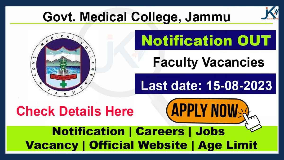 GMC Jammu Recruitment 2023 for Engagement of Faculty