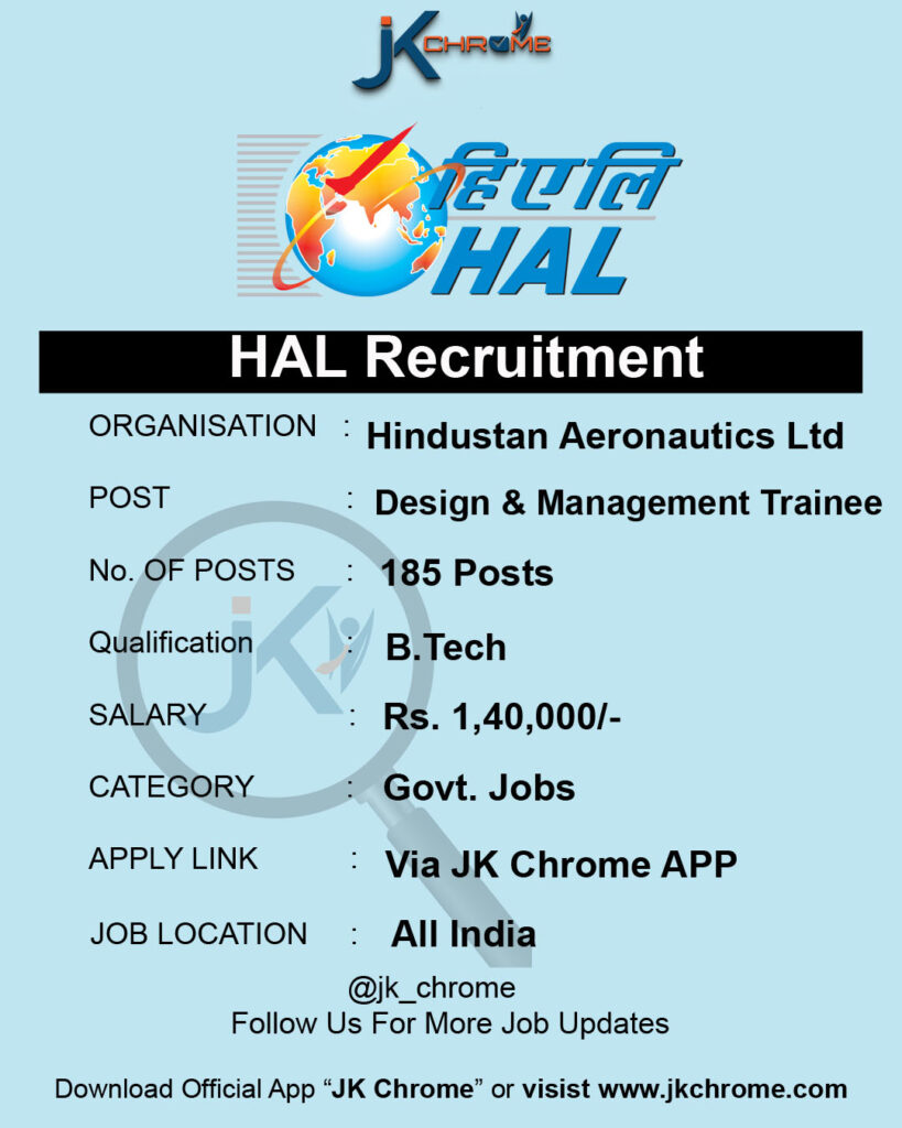 HAL Design and Management Trainee Vacancy Recruitment 2023