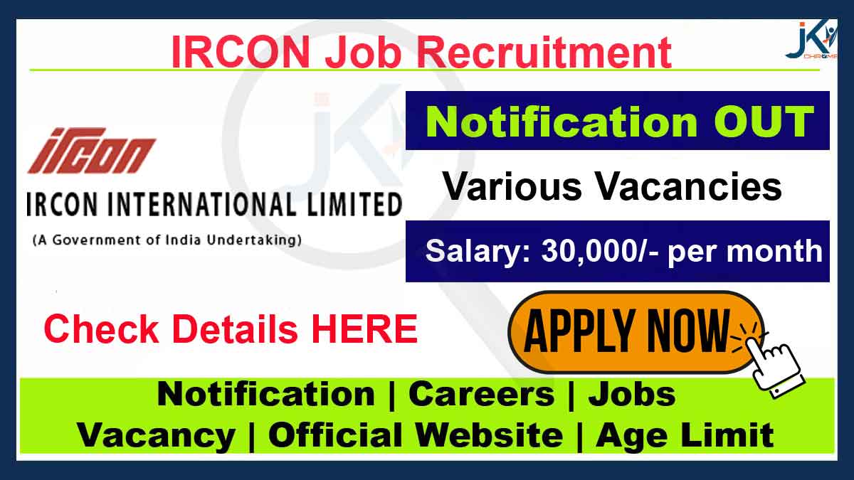 IRCON IT Assistant Recruitment 2023, Check Qualification and Apply