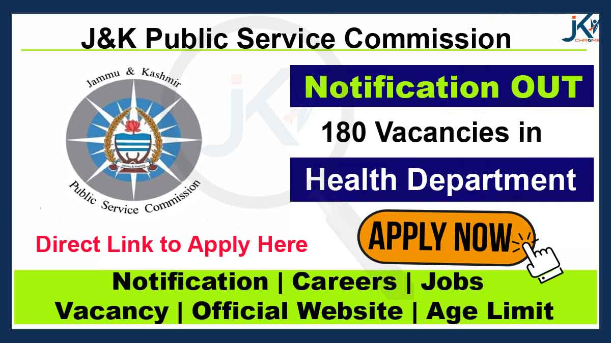 JKPSC Health Department Recruitment 2023, 180 Vacancies