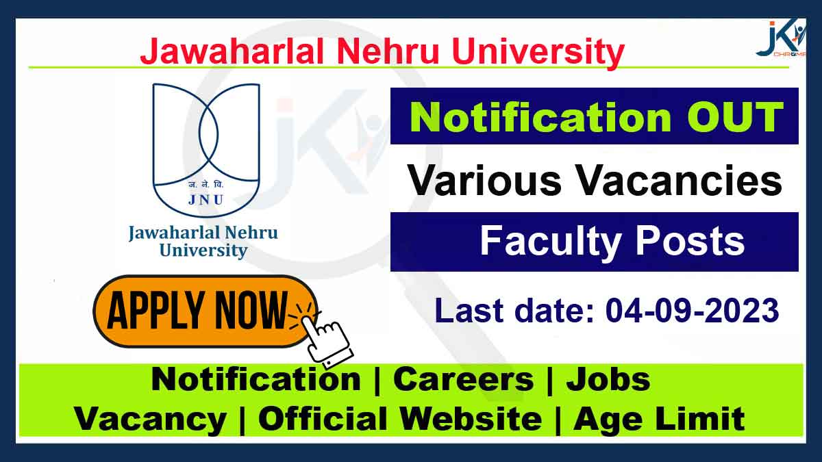 JNU Delhi Faculty Recruitment 2023, Apply Online