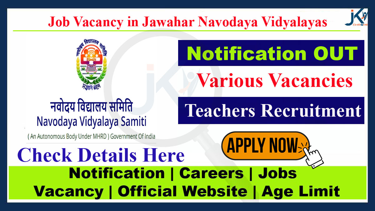 Jawahar Navodaya Vidyalayas Teachers Recruitment