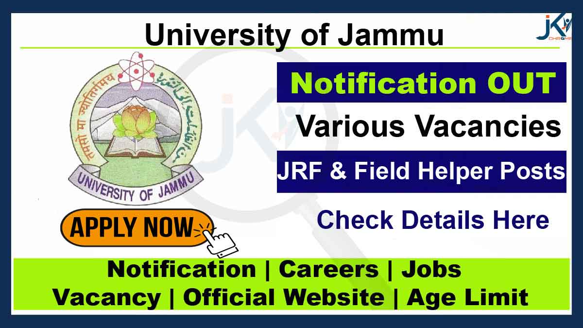 Jammu University JRF & Field Helper Recruitment 2023