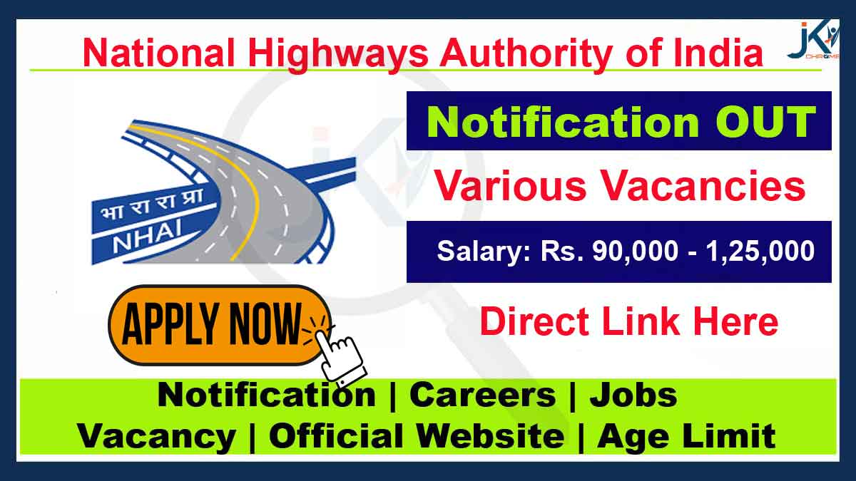 NHAI Vacancy Recruitment 2023, Joint Advisor Posts