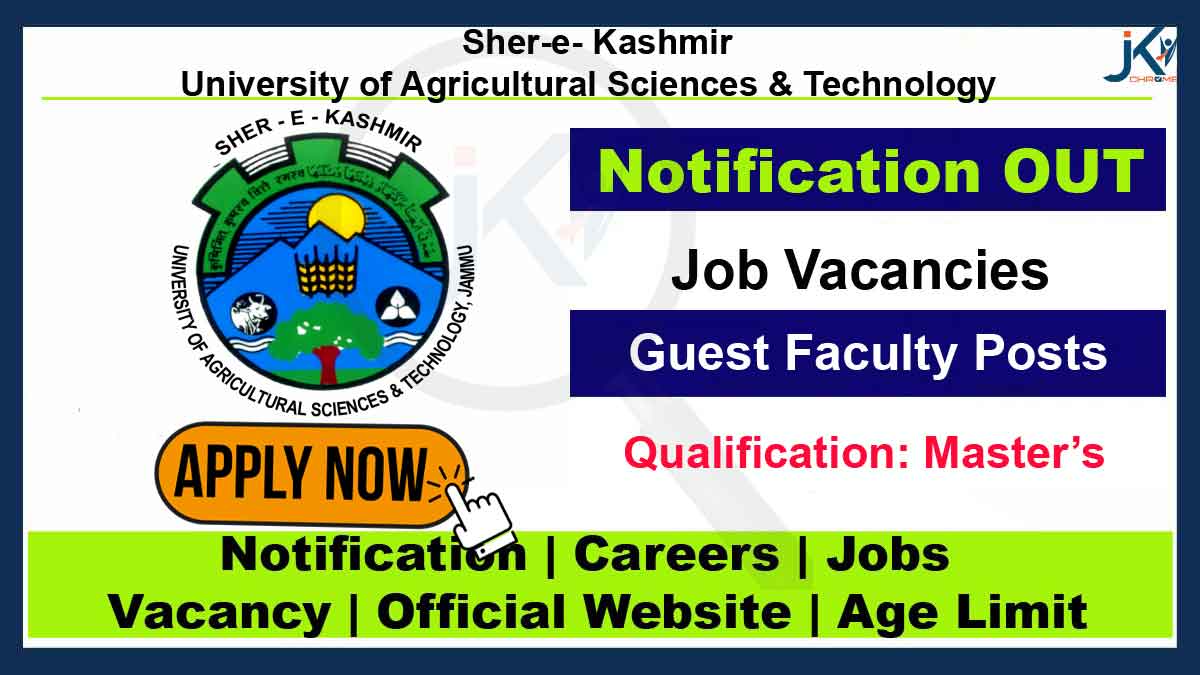SKUAST Jammu Guest Faculty Recruitment 2023