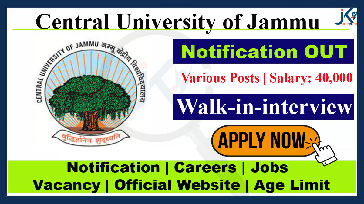 Central University Jammu Research Posts Vacancy, Walk-in-interview