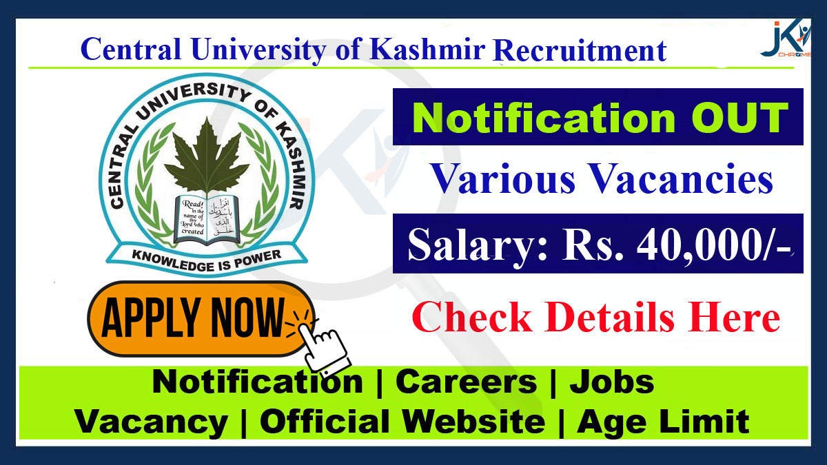 Central University Kashmir ICSSR Project Recruitment 2023