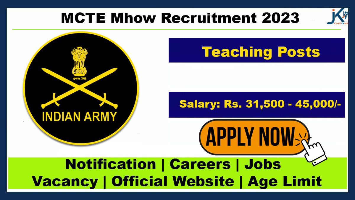 MCTE Mhow Recruitment 2023 Notification
