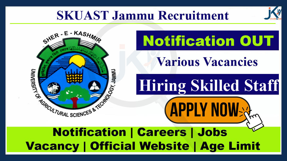 SKUAST Jammu Skilled Staff Vacancy Recruitment, Interview on 26 Oct