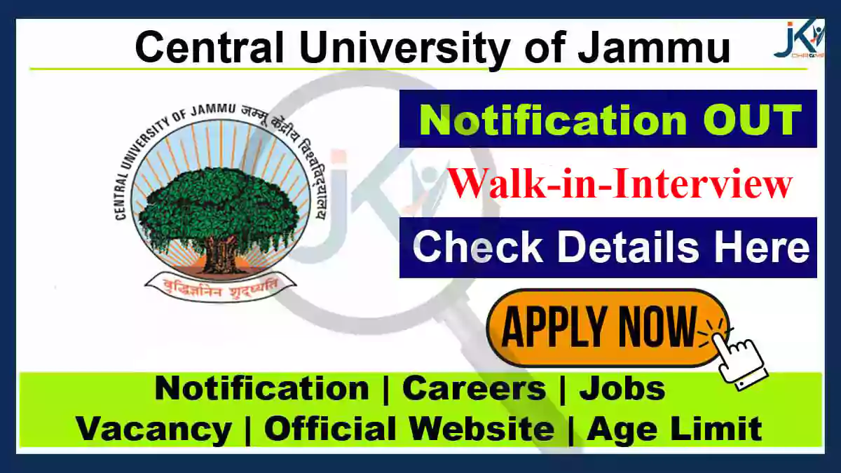 Central University Jammu Research Associate Vacancy, Salary 40,000 per month