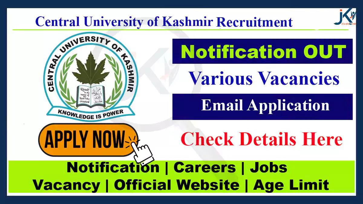 Central University Kashmir JRF Recruitment 2023