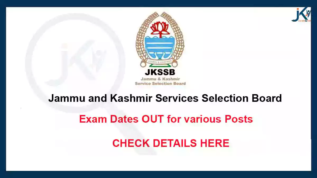 JKSSB Finance Accounts Assistant (FAA) Exam Date Out, Check Syllabus
