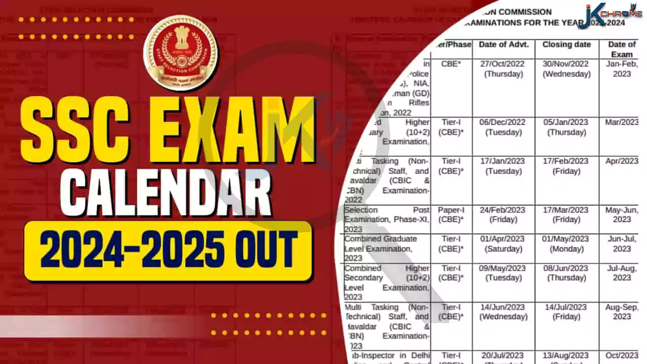 SSC Exam Calendar 2024 25