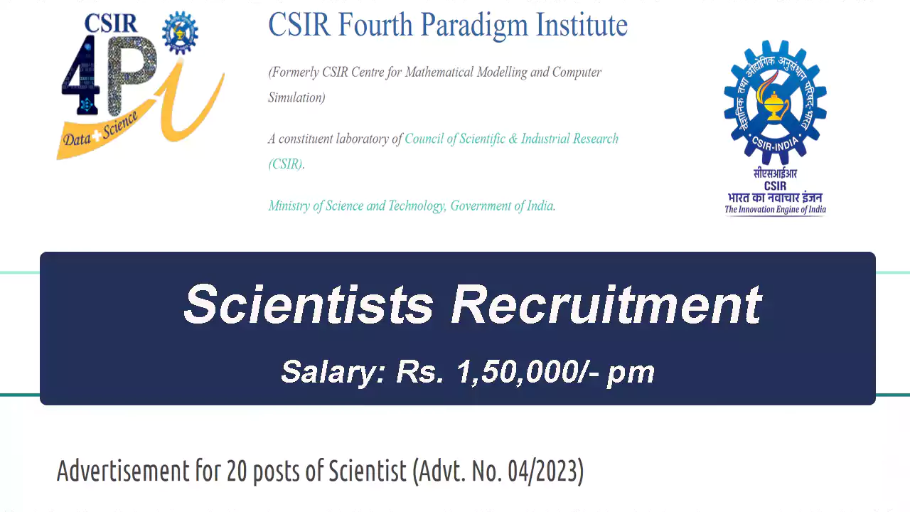 CSIR CSIR Fourth Paradigm Institute Scientist Job Recruitment