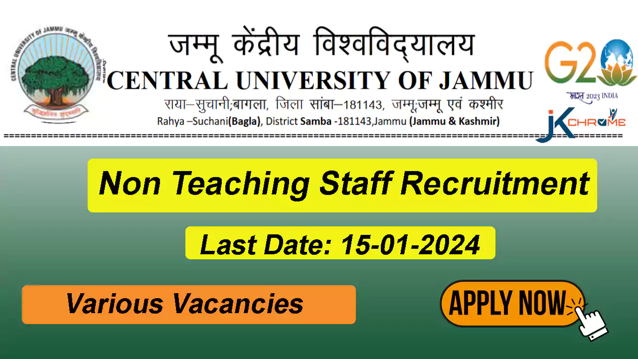 Central University Jammu Non-Teaching Recruitment, Last Date Extended