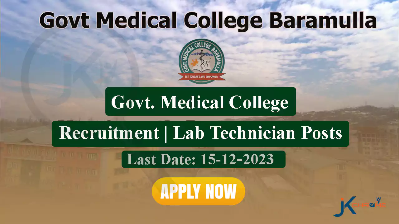 GMC Baramulla Lab Technician Recruitment, Details Here