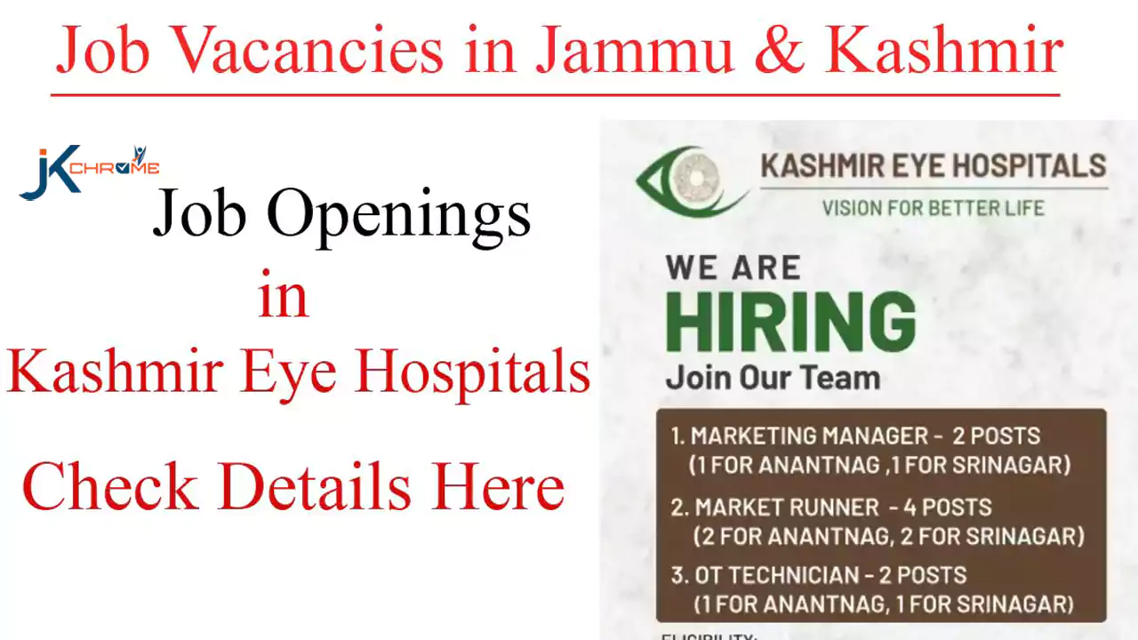 More Jobs in Kashmir Eye Hospitals Srinagar & Anantnag