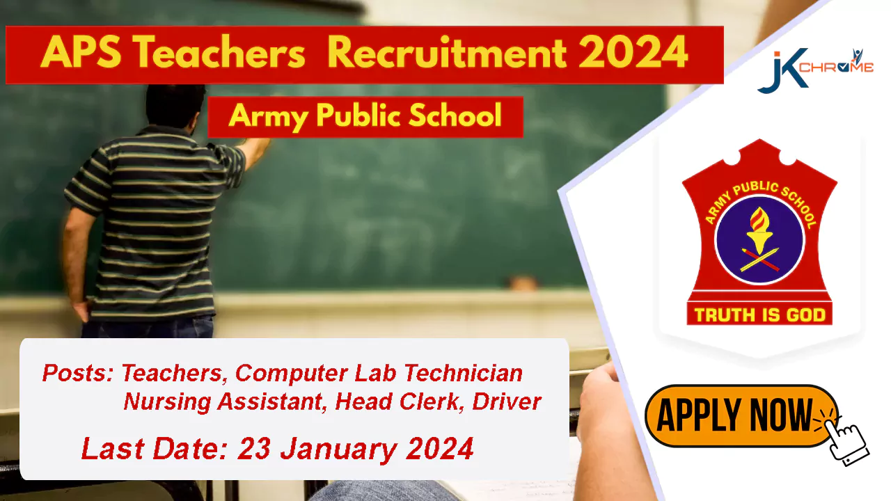 Army Public School Nagrota Jobs 2024, Hiring Teachers, Clerk, Driver and other posts
