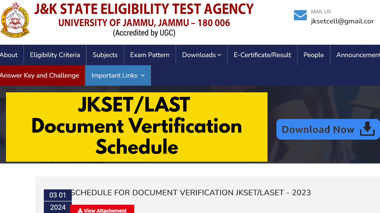 JKSET/LASET Document Verification 2023 | Check out Schedule