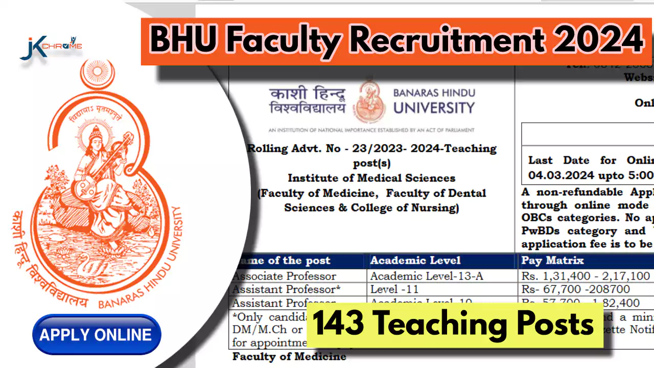 143 Teaching Posts — BHU Faculty Recruitment 2024