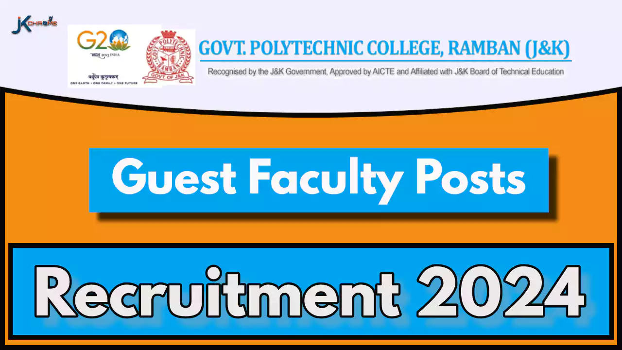 Guest Faculty Vacancy — Govt Polytechnic College Ramban Recruitment 2024