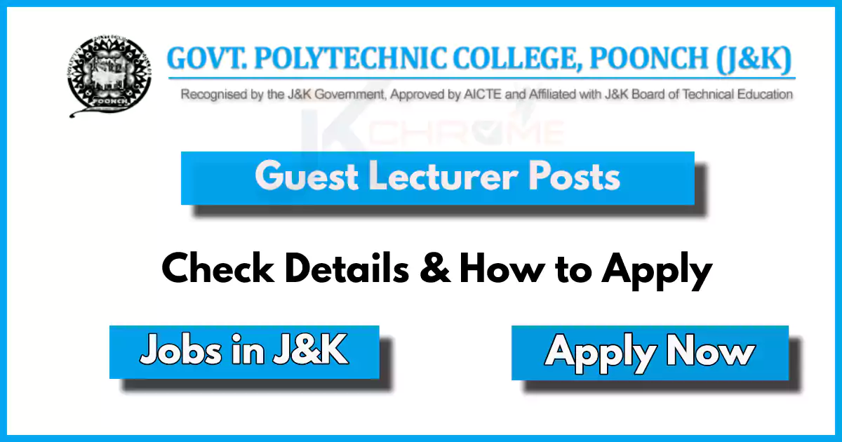 Guest Lecturer Jobs in Govt. Polytechnic Poonch 2024; Check Details
