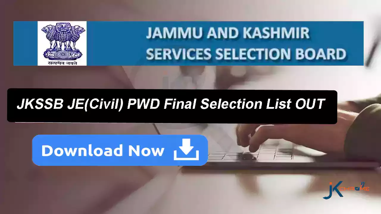 JKSSB JE Civil selection list Download