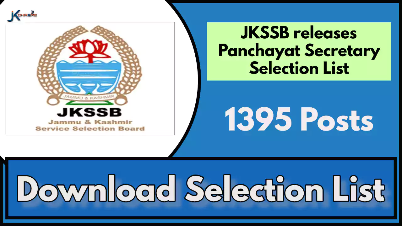 JKSSB releases Panchayat Secretary Selection List; Download