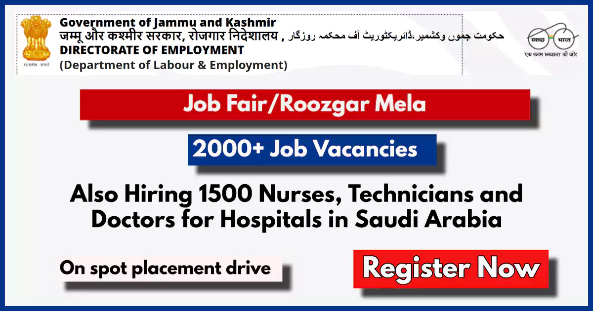 Job Fair/Roozgar Mela; 2000 Posts — Jobs in J&K and Saudi Arabia