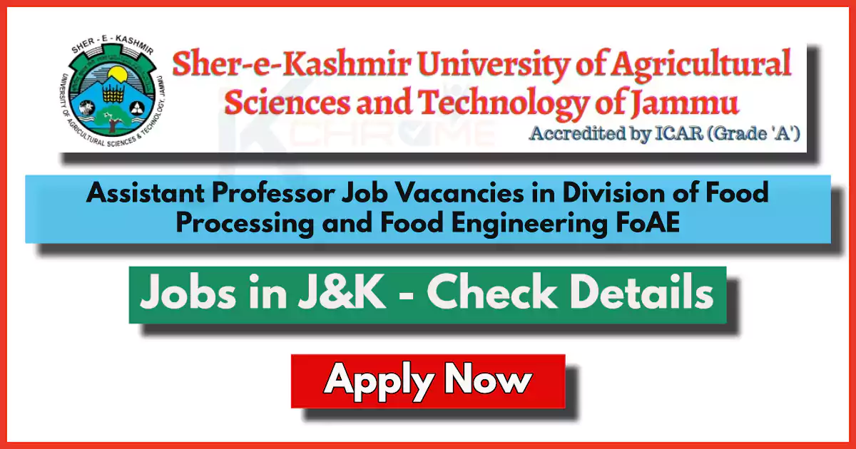Assistant Professor Job Vacancies in SKUAST Jammu