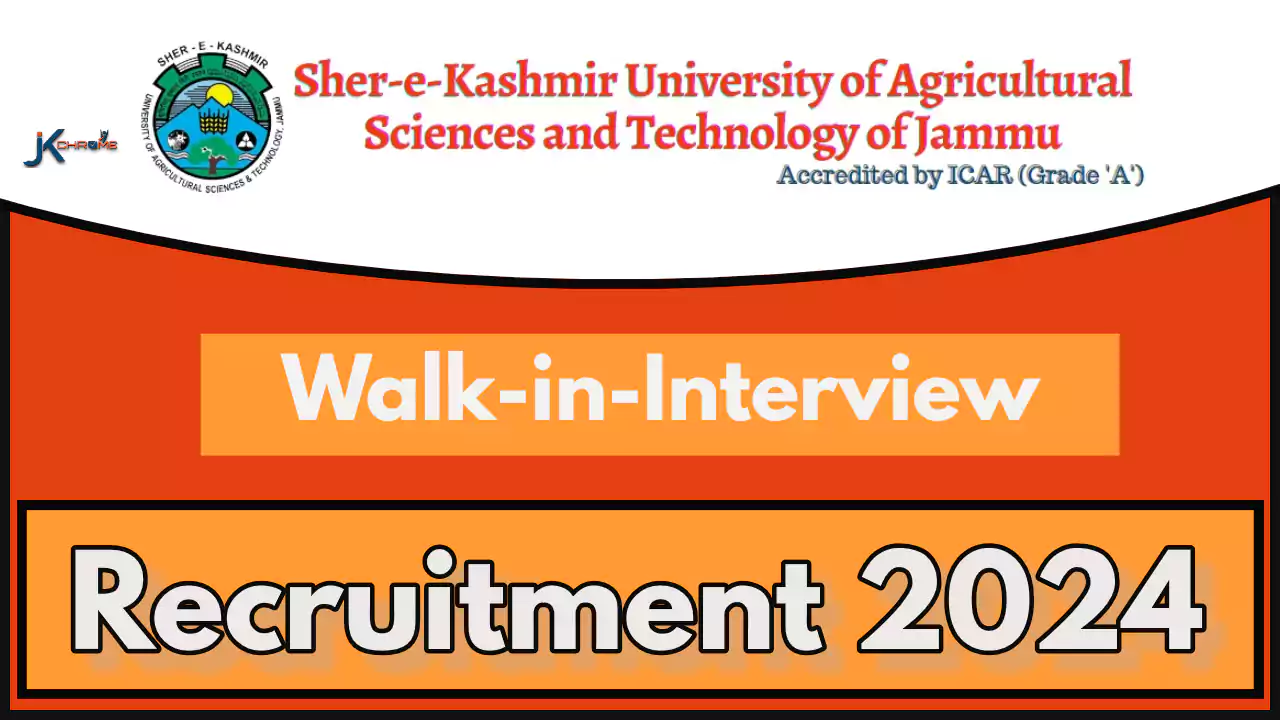 SKUAST Jammu Walk-in-Interview for Recruitment of Project Assistant