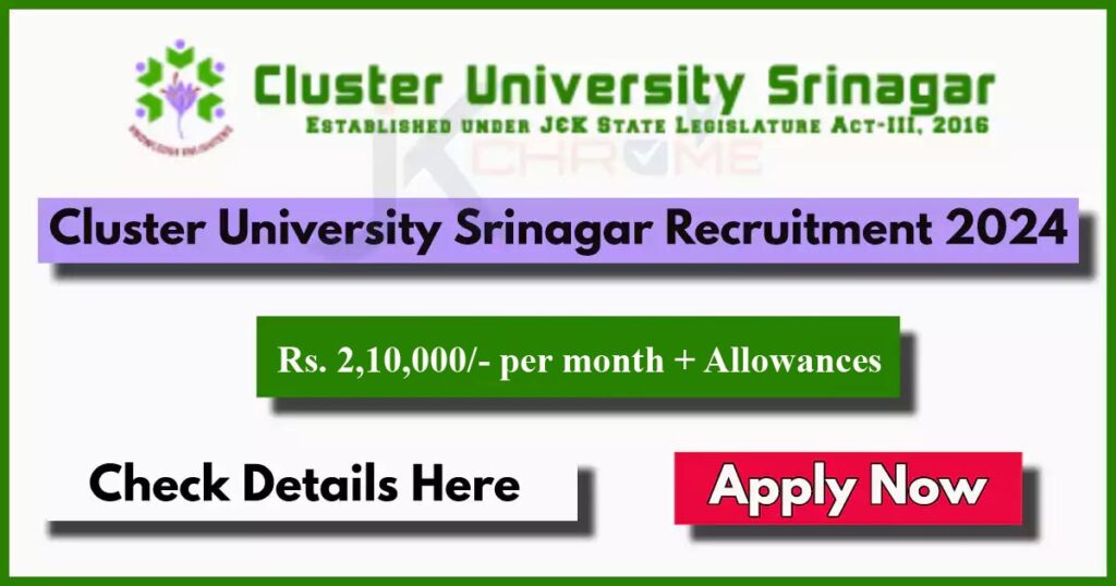 Cluster University Srinagar Recruitment 2024 Notification Pdf: Check Post, Eligibility, How to Apply