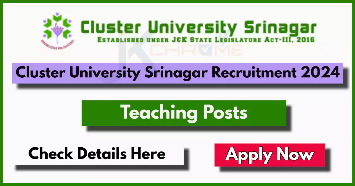 Cluster University Srinagar Recruitment 2024 Notification PDF | Check Eligibility, Salary and How to Apply Online