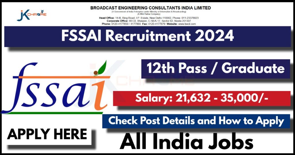 FSSAI Recruitment 2024 Notification Out, Check How to Apply