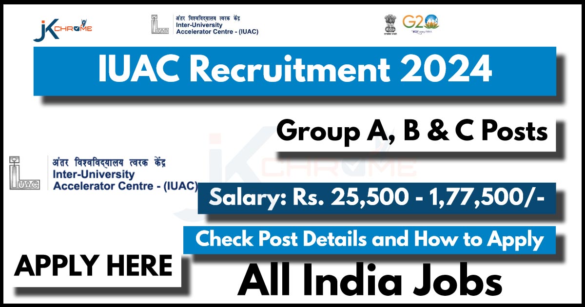 IUAC Recruitment 2024 Notification PDF Out and How to Apply